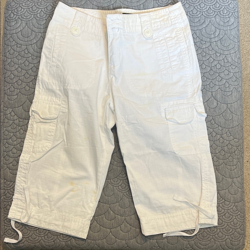 Kids White Cargo Shorts